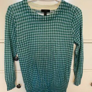 COPY - J.Crew Classic Crewneck Sweater - Blue/Green Gingham, Size S